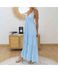 Robe longue bohème bleu ciel ALIZÉE