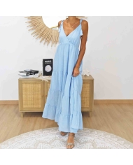 Robe longue avec bretelles à nouer