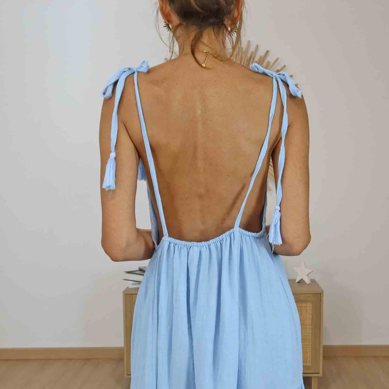 Robe longue Alizée ciel