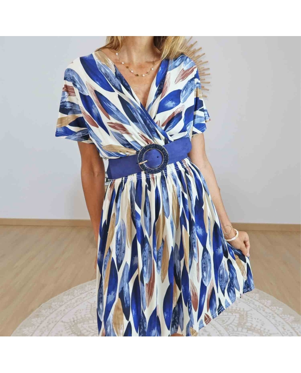 Robe magique bleue avec ceinture – Look chic et taille marquée
