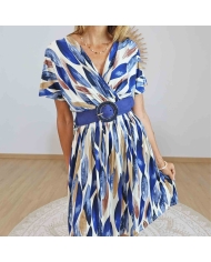 Robe magique bleue avec ceinture – Look chic et taille marquée