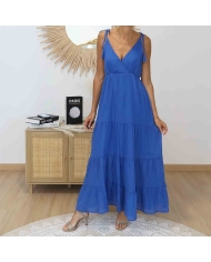 Robe Alizé bleue en mouvement – Jupe à volants fluide