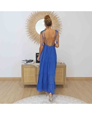 Robe longue femme bohème bleue Mademoiselle Caprice – 130 cm