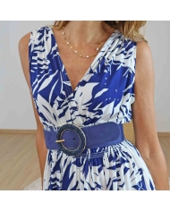 Robe courte femme été bleue fluide – Longueur 94 cm