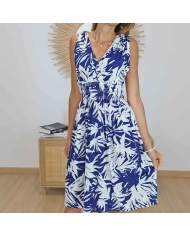 Robe Léonie bleue en mouvement – Matière fluide et confortable