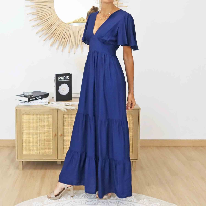 Robe longue élégante Lison marine – Idéale cérémonie et mariage