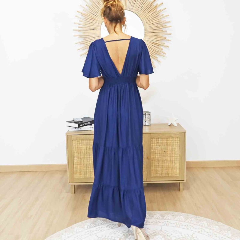Robe Lison marine Mademoiselle Caprice – Fluide et romantique