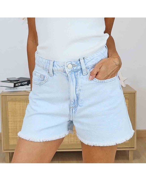 Short jean clair Tiffosi taille haute – Détail poches avant
