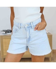 Short jean clair Tiffosi taille haute – Détail poches avant