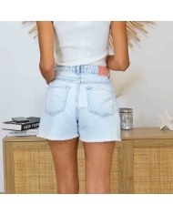 Short jean BABSY 64 Tiffosi porté de dos – Finition effilochée