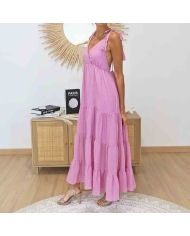 Robe longue femme bohème rose Mademoiselle Caprice – 135 cm