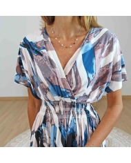Robe Elina col V croisé – Version off-shoulder