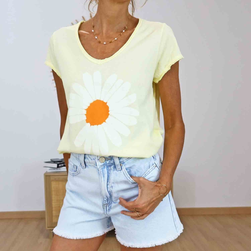 T-shirt Marguerite Jaune Pâle
