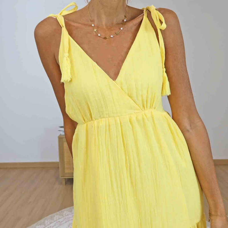 Robe Longue Bohème Alizé Jaune