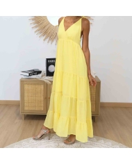 Robe longue femme bohème jaune Mademoiselle Caprices – 130 cm