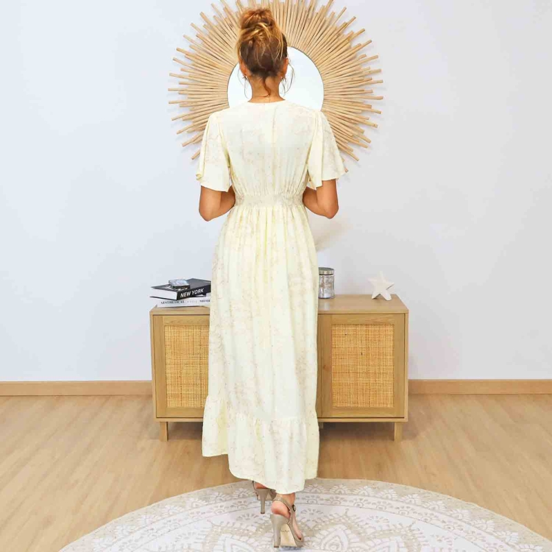 Dos de la robe longue Romy – Coupe fluide bohème chic