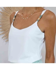 Top Phampy Tiffosi écru – Décolleté arrondi