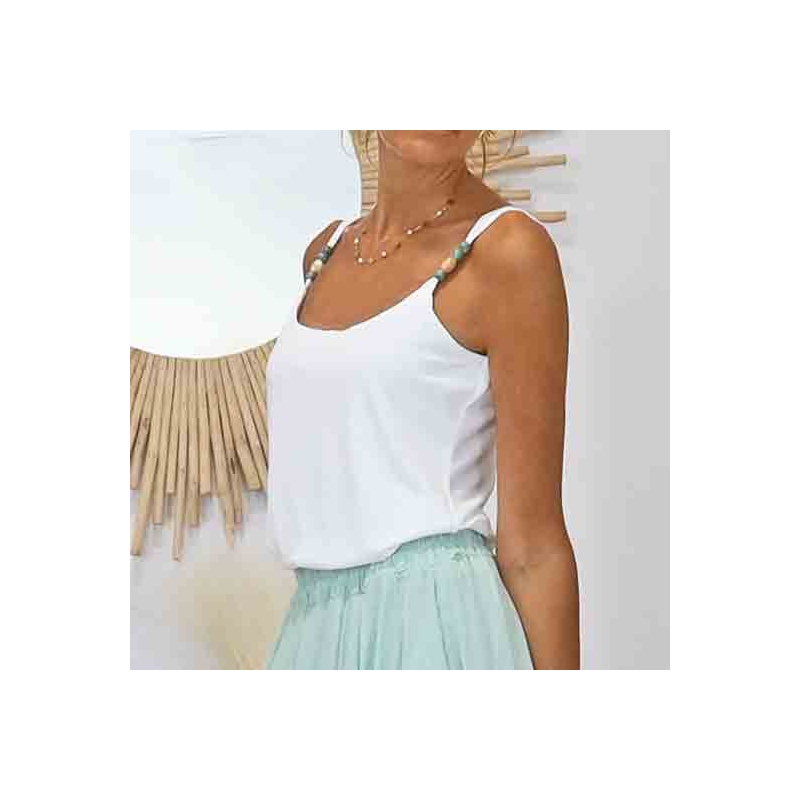 Top Phampy écru longueur 53 cm – Idéal été Mademoiselle Caprices