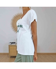 T-shirt blanc manches courtes femme tendance