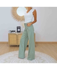 Pantalon lyocell femme kaki amande