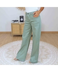 Pantalon wide leg kaki amande femme Nina Carter