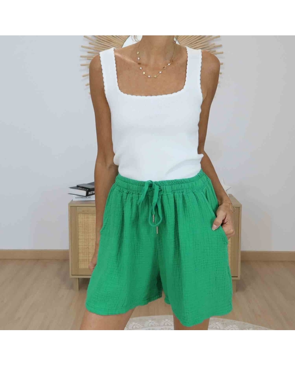 Short femme gaze de coton tendance été