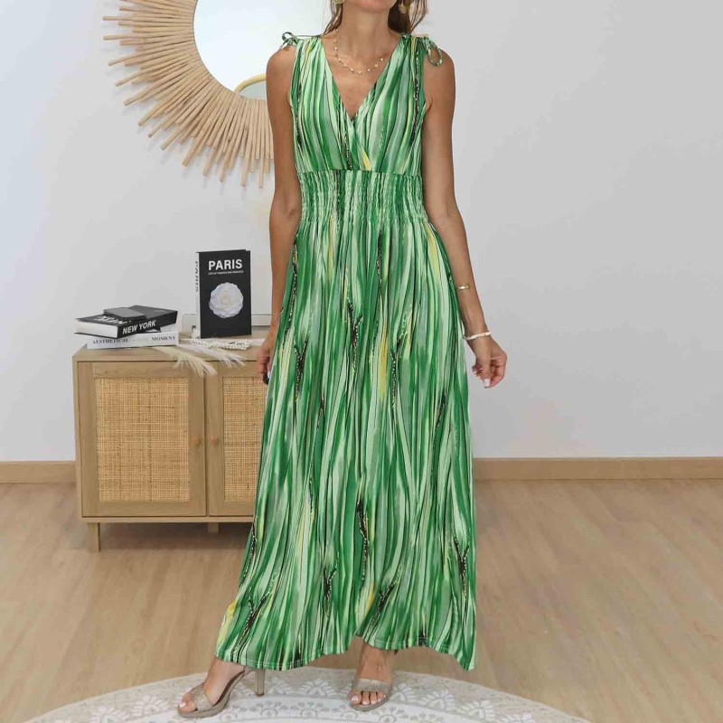 Robe longue verte Jade à dégradé de verts