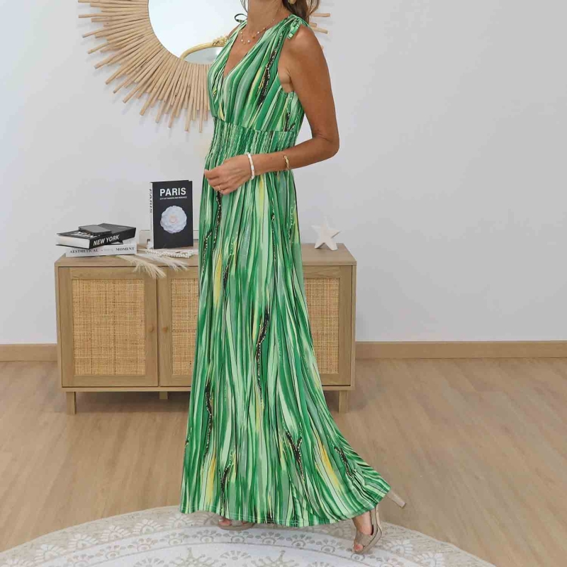 Robe longue verte taille unique 36 à 44