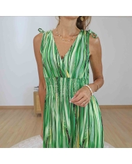 Robe magique longue verte épaules à nouer