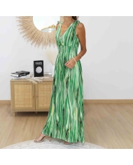 Robe longue verte élégante été femme