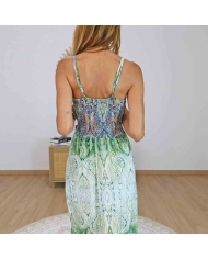Robe longue verte bretelles réglables