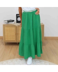 Jupe longue verte bohème femme