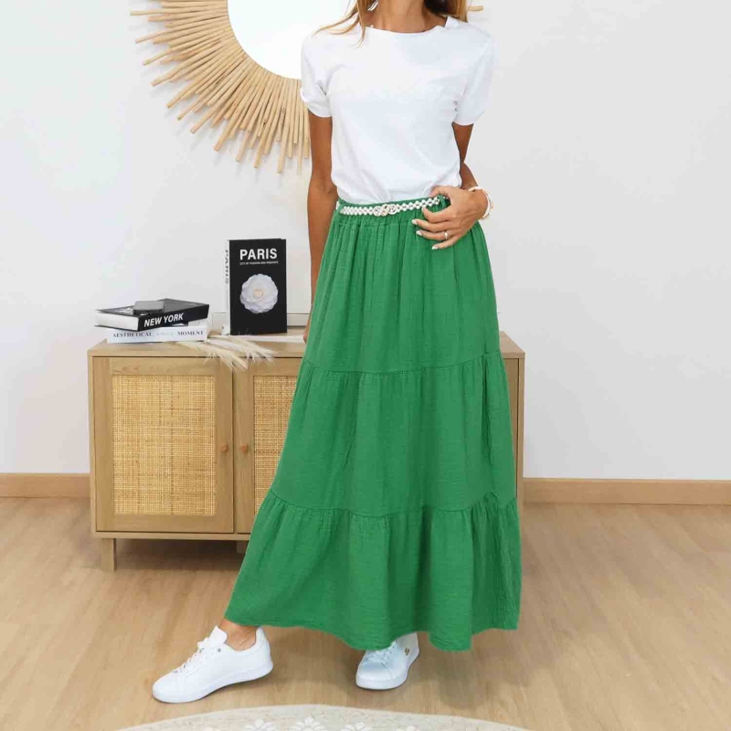 Jupe longue verte taille unique femme