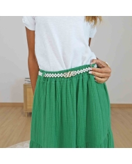 Jupe gaze de coton verte femme