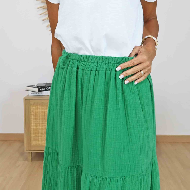 Jupe bohème chic verte femme