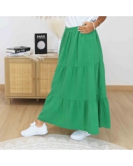 Jupe longue Ashley verte en gaze de coton - Taille unique