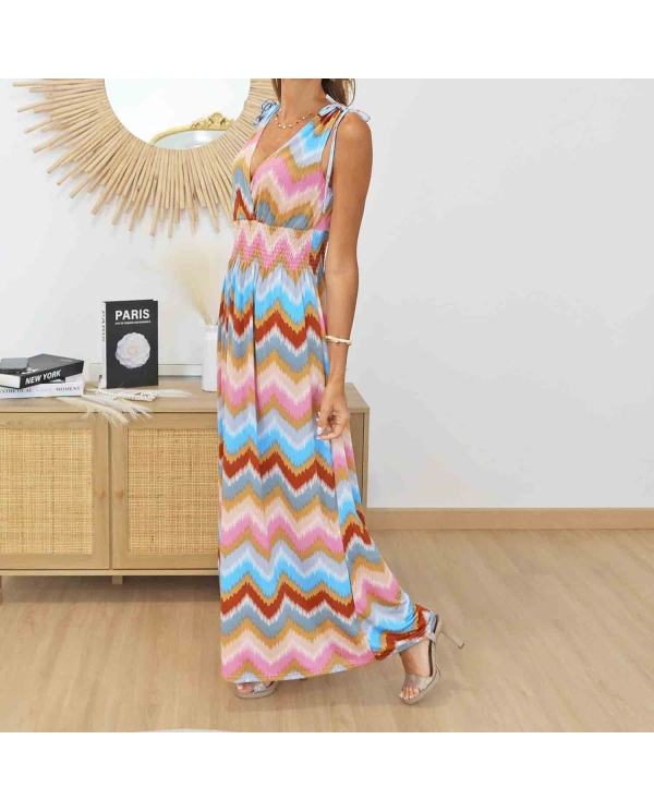 Robe longue magique Léna bleu multicolore
