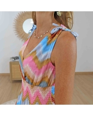 Robe longue avec épaules à nouer