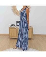 Robe longue bleu gris femme