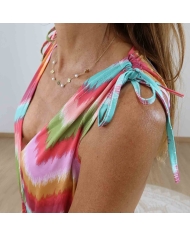 Détail liens à nouer épaules robe Mila corail