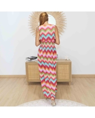 Robe magique Mila corail portée par mannequin face dos