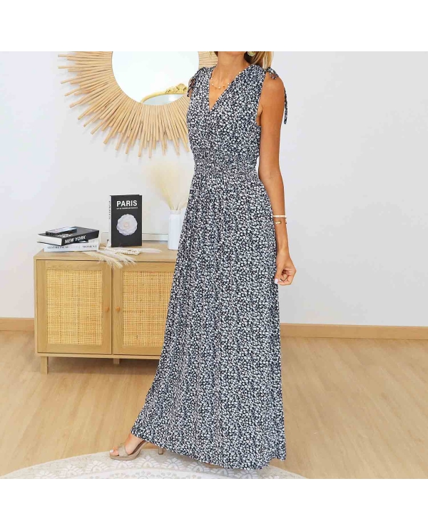 Robe femme fluide imprimé floral Liberty noir