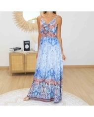 Robe femme été fluide bleue élégante