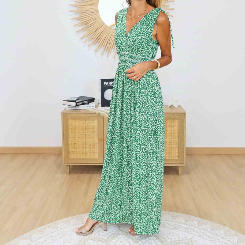 Robe magique Camille verte vue de face