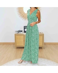 Robe magique Camille verte vue de face