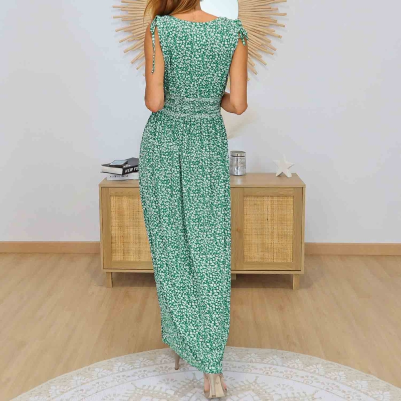 Robe longue magique Camille verte imprimé Liberty