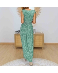 Robe longue magique Camille verte imprimé Liberty
