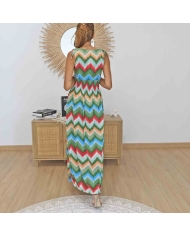 Robe magique femme verte taille smockée