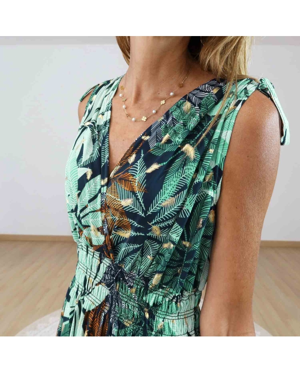 Robe bohème chic femme feuillage exotique