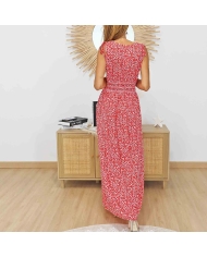 Robe magique femme rouge taille smockée